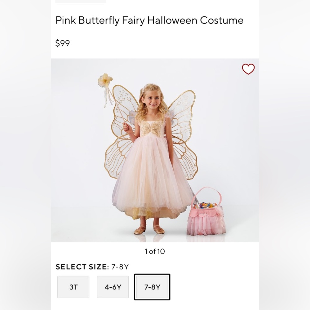 Pottery barn kids pink butterfly fairy costume- size 7/8